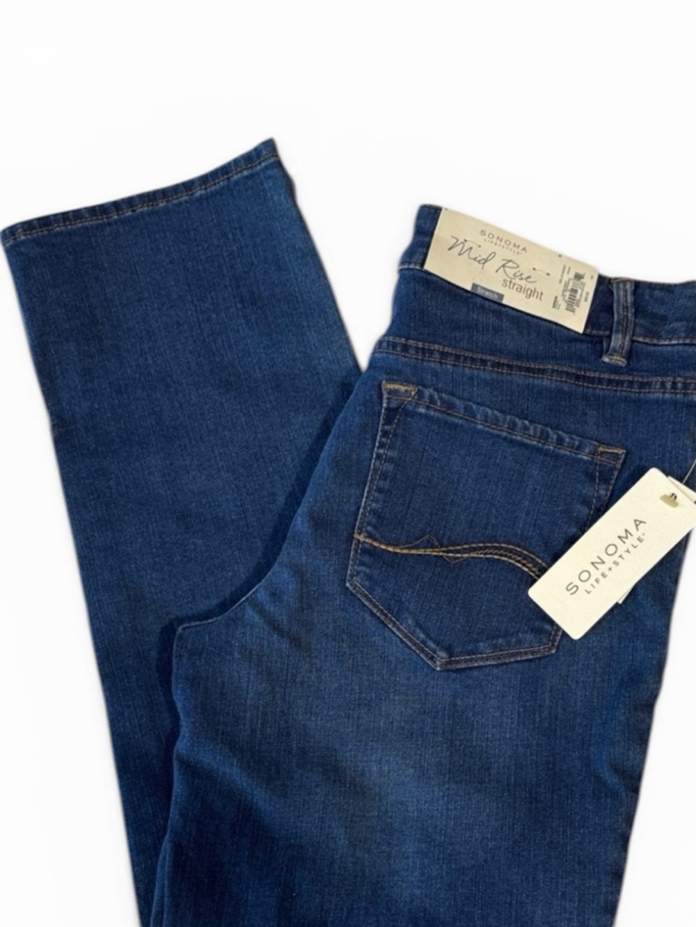 Sonoma Women's Straight Leg Jeans in Dark Blue Wash Size 4P